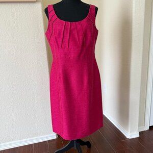 ANTONIO MELANI Hot Pink Sheath Dress Size 2 Sleeveless Pleated Neck Size 10